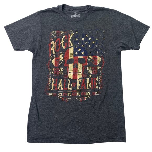 Rock & Roll Hall of Fame Adult Small Tee Shirt Souvenir Short Slv Cotton Skull - Picture 1 of 6